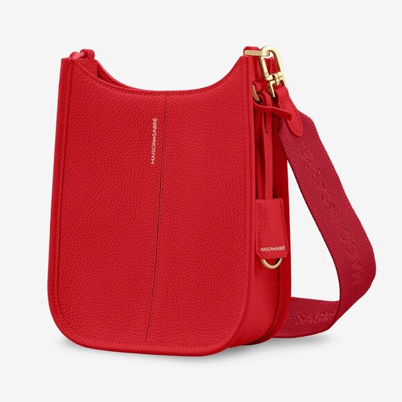 NEW Maison de Sabré The Mini Saddle Bag in Pomegranate Red - Picture 1 of 10